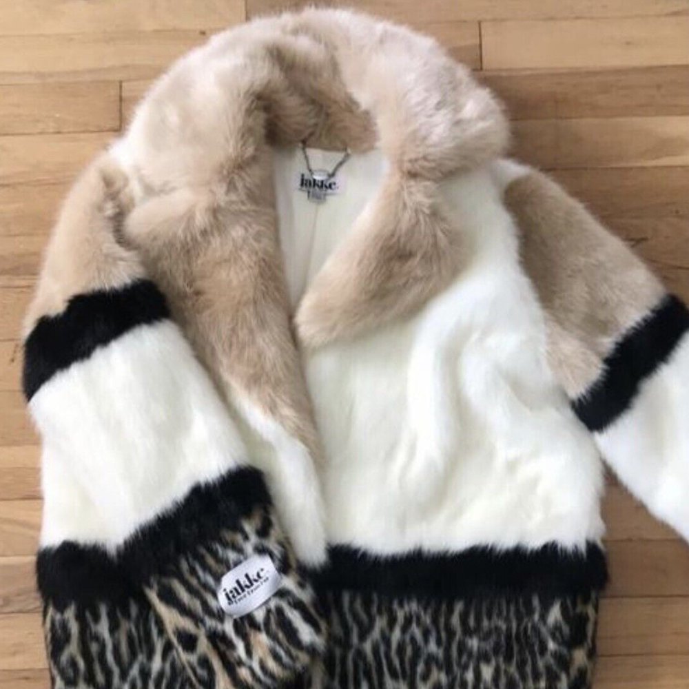 Jakke London Animal Print Faux Fur Coat - Size 6 - Vegan Cruelty Free
